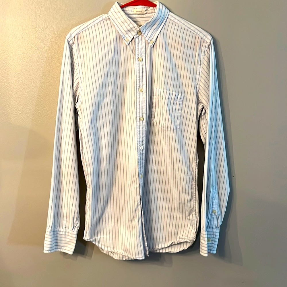 JCrew Tailored Fit white with blue stripes (Men’s Small)